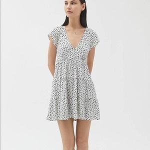 Urban Outfitters Cottage Core Womens Size S White Floral Babydoll Mini Dress